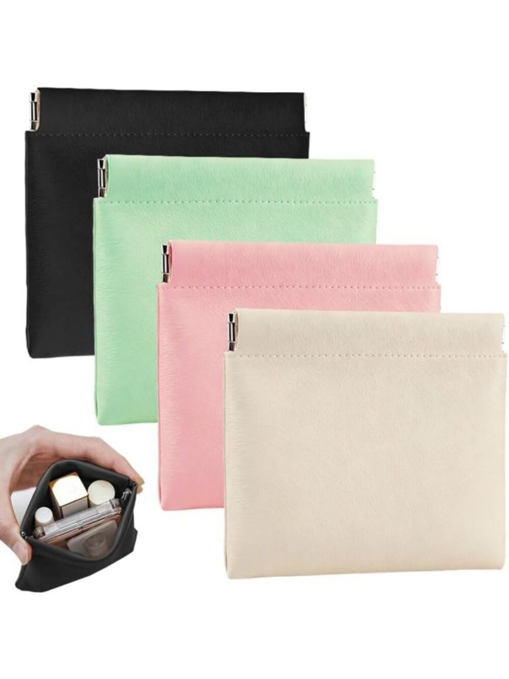 4 PCS Mini Cosmetic Bags for Purse - Small Makeup Pouches & Coin Holders